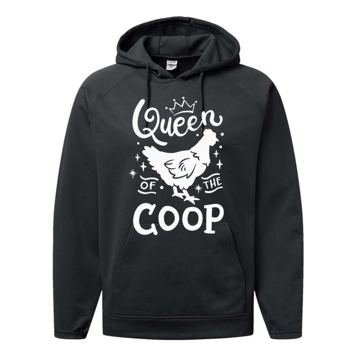 Queen Of The Coop Chicken Mom Chicken Lady Performance Fleece Hoodie