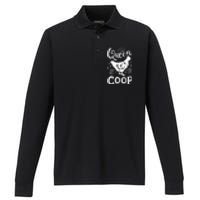 Queen Of The Coop Chicken Mom Chicken Lady Performance Long Sleeve Polo