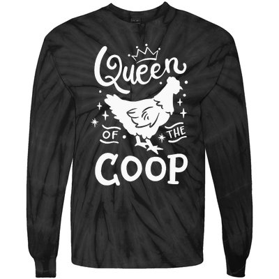 Queen Of The Coop Chicken Mom Chicken Lady Tie-Dye Long Sleeve Shirt