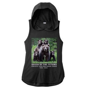 Queen Of The Tetons Grizzly 399 National Park 1996 2024 Ladies PosiCharge Tri-Blend Wicking Draft Hoodie Tank