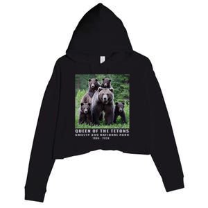 Queen Of The Tetons Grizzly 399 National Park 1996 2024 Crop Fleece Hoodie