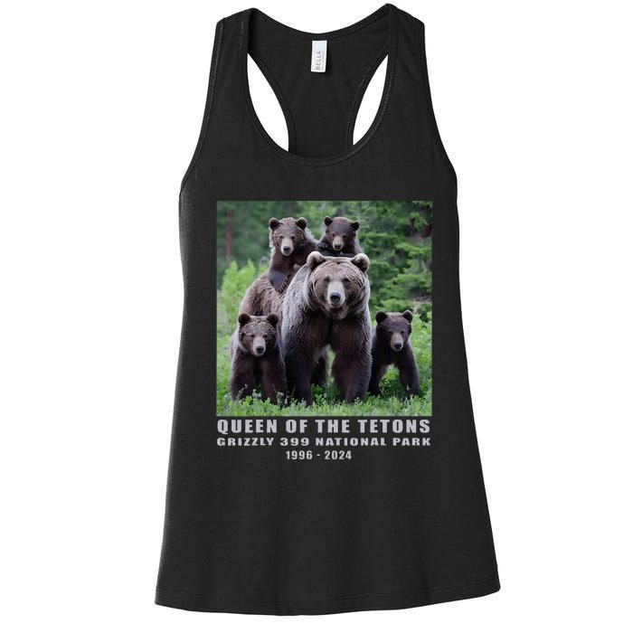 Queen Of The Tetons Grizzly 399 National Park 1996 2024 Women's Racerback Tank