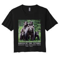 Queen Of The Tetons Grizzly 399 National Park 1996 2024 Women's Crop Top Tee