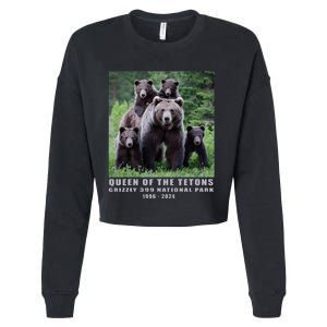 Queen Of The Tetons Grizzly 399 National Park 1996 2024 Cropped Pullover Crew