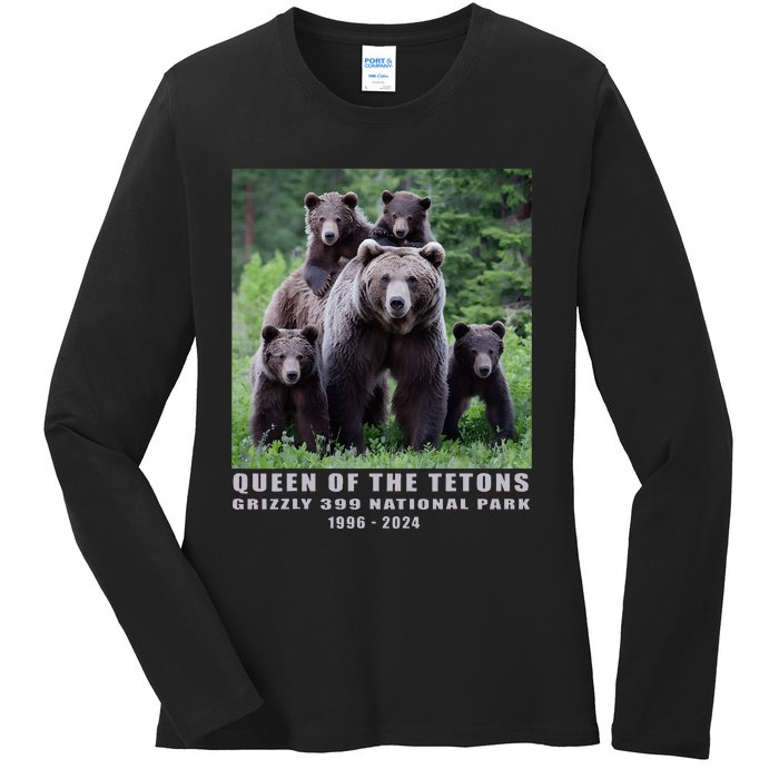 Queen Of The Tetons Grizzly 399 National Park 1996 2024 Ladies Long Sleeve Shirt