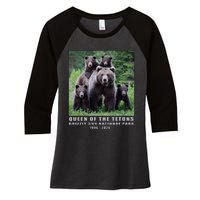 Queen Of The Tetons Grizzly 399 National Park 1996 2024 Women's Tri-Blend 3/4-Sleeve Raglan Shirt