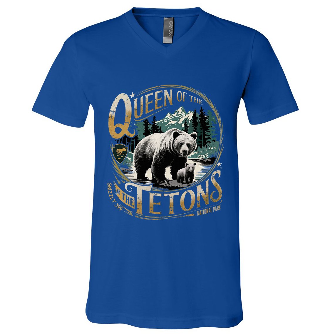 Queen Of The Tetons Grizzly 399 National Park Preserve V-Neck T-Shirt