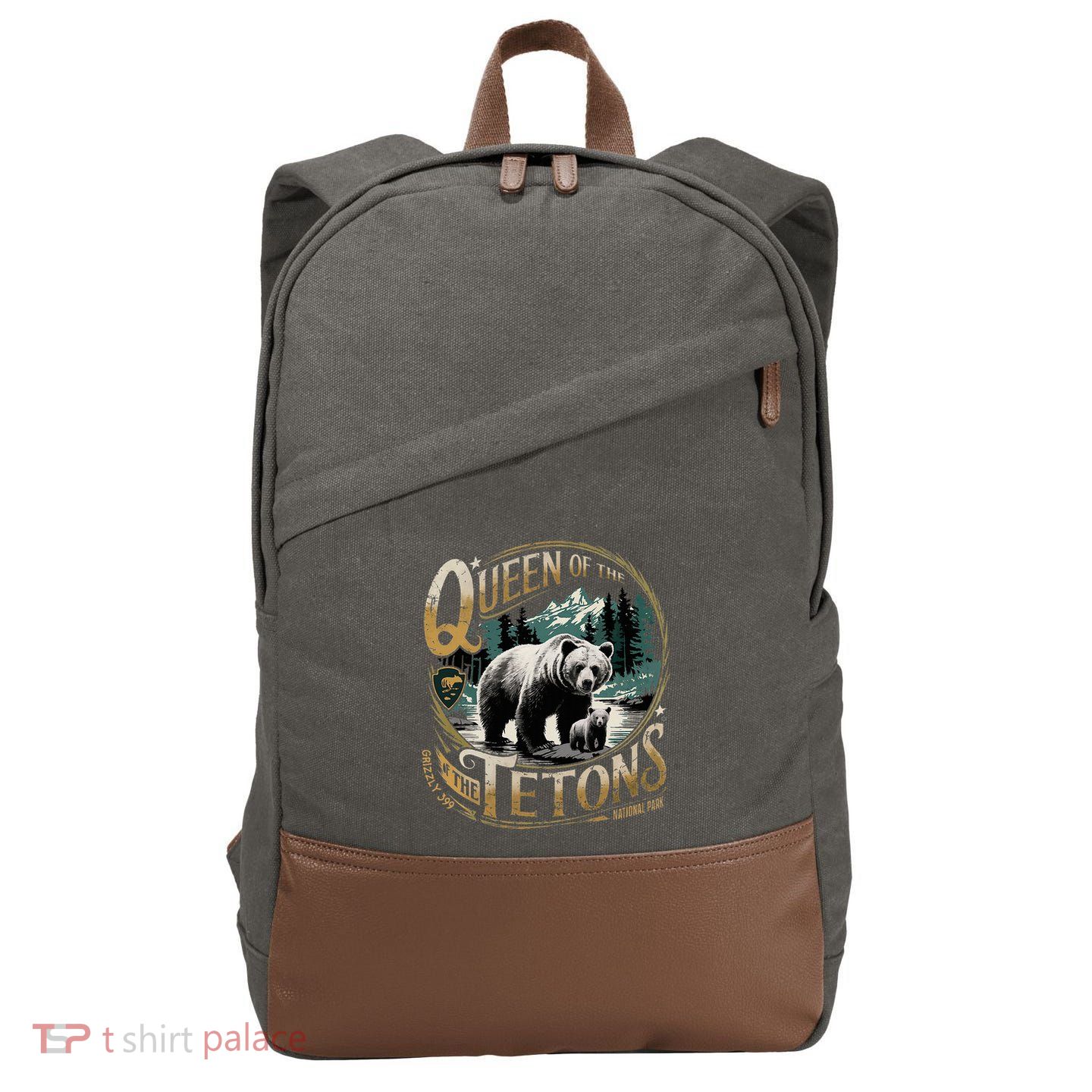 Queen Of The Tetons Grizzly 399 National Park Preserve Cotton Canvas Backpack