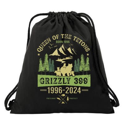 Queen Of The Tetons Grizzly 399 National Park 19962024 Drawstring Bag