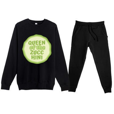 Queen Of The Zucchini Vegan Gift Premium Crewneck Sweatsuit Set