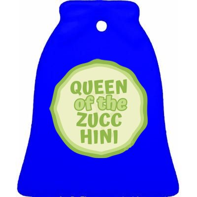 Queen Of The Zucchini Vegan Gift Ceramic Bell Ornament