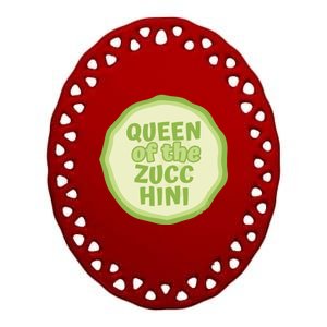 Queen Of The Zucchini Vegan Gift Ceramic Oval Ornament