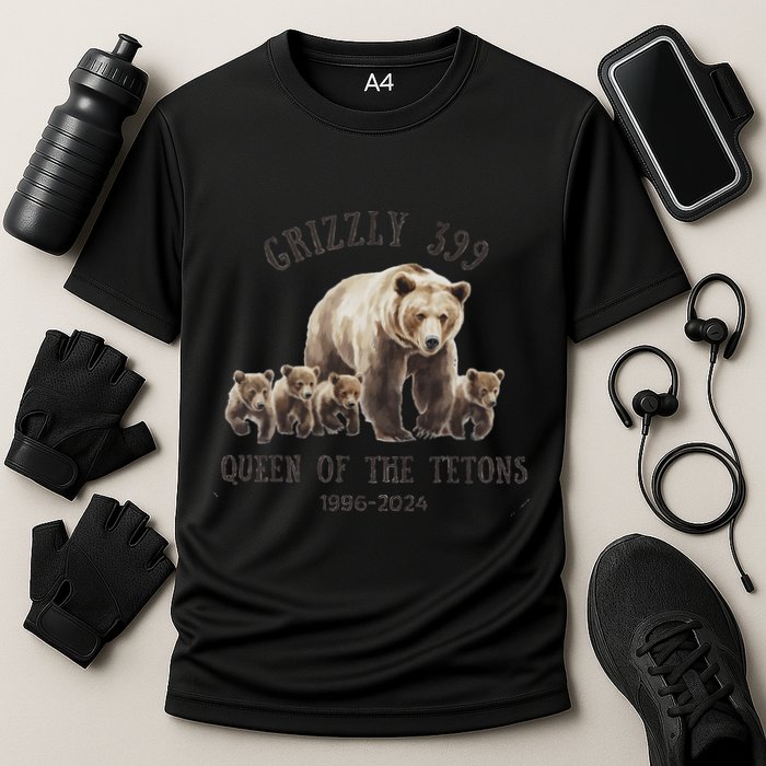 Queen Of The Tetons Grizzly Bear 399 Cooling Performance Crew T-Shirt