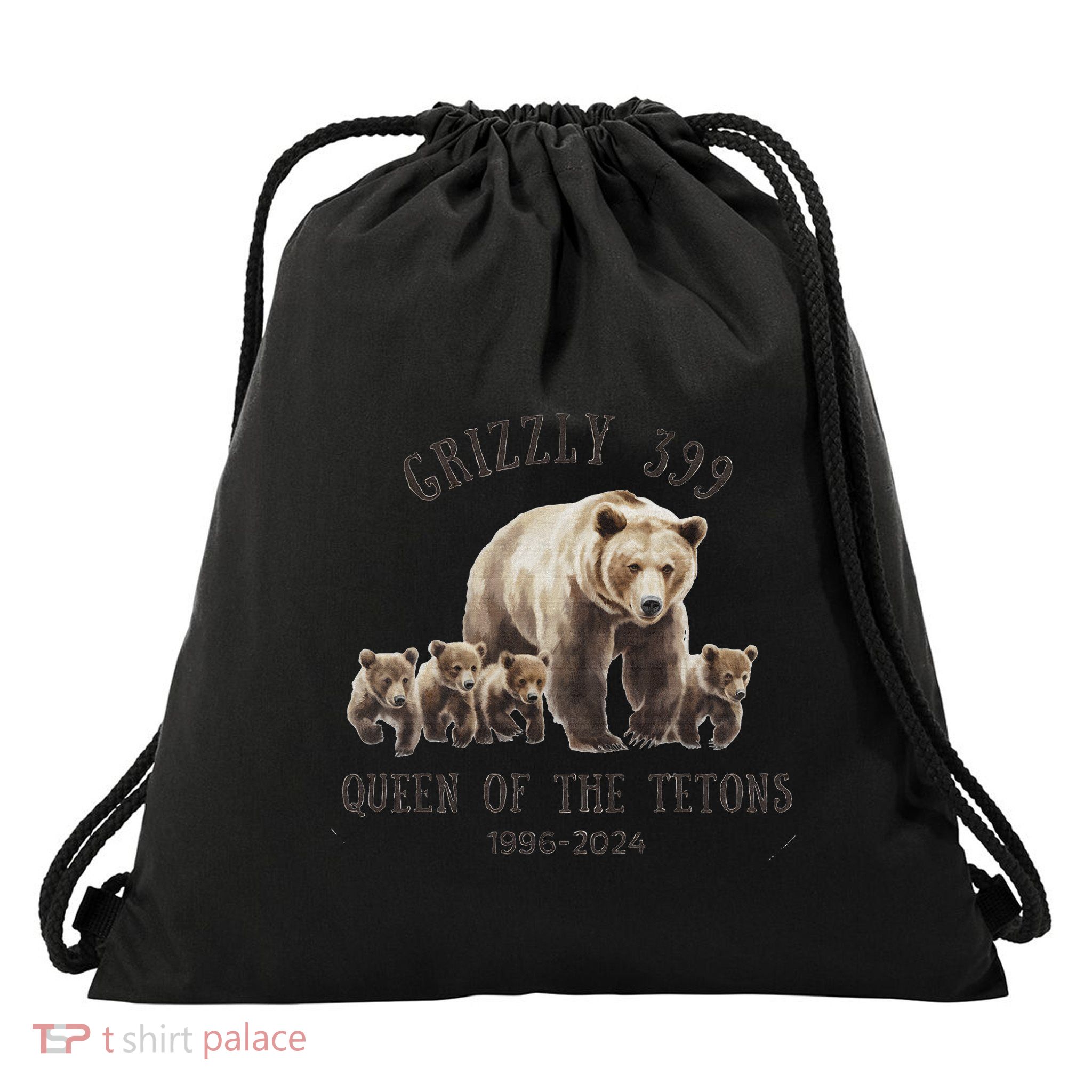 Queen Of The Tetons Grizzly Bear 399 Drawstring Bag