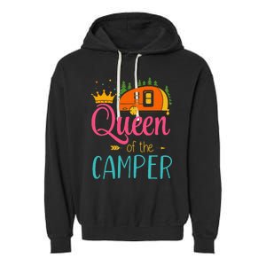 Queen Of The Camper Funny Camping Group Trip Garment-Dyed Fleece Hoodie