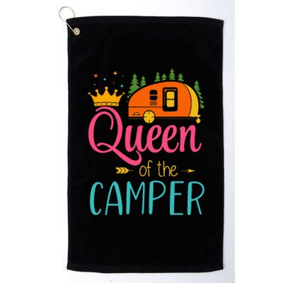 Queen Of The Camper Funny Camping Group Trip Platinum Collection Golf Towel