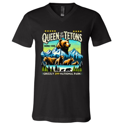 Queen Of The Tetons Grizzly 399 National Park Bear Lovers V-Neck T-Shirt