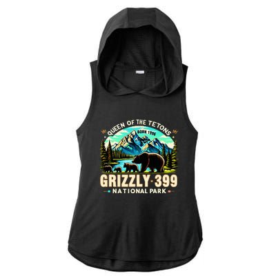 Queen Of The Tetons Grizzly 399 National Park Grizzly Bear Ladies PosiCharge Tri-Blend Wicking Draft Hoodie Tank