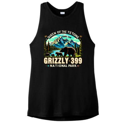 Queen Of The Tetons Grizzly 399 National Park Grizzly Bear Ladies PosiCharge Tri-Blend Wicking Tank