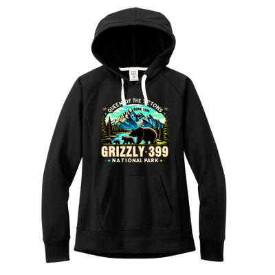 Queen Of The Tetons Grizzly 399 National Park Grizzly Bear Women's Fleece Hoodie