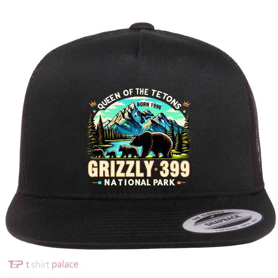 Queen Of The Tetons Grizzly 399 National Park Grizzly Bear Flatbill Hat