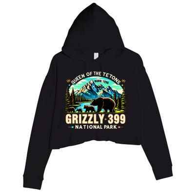 Queen Of The Tetons Grizzly 399 National Park Grizzly Bear Crop Fleece Hoodie