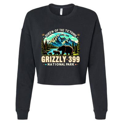 Queen Of The Tetons Grizzly 399 National Park Grizzly Bear Cropped Pullover Crew