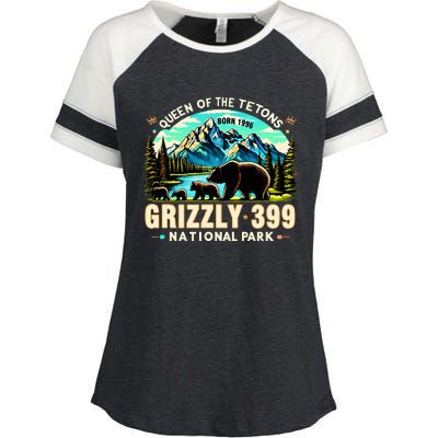 Queen Of The Tetons Grizzly 399 National Park Grizzly Bear Enza Ladies Jersey Colorblock Tee