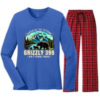 Queen Of The Tetons Grizzly 399 National Park Grizzly Bear Women's Long Sleeve Flannel Pajama Set 