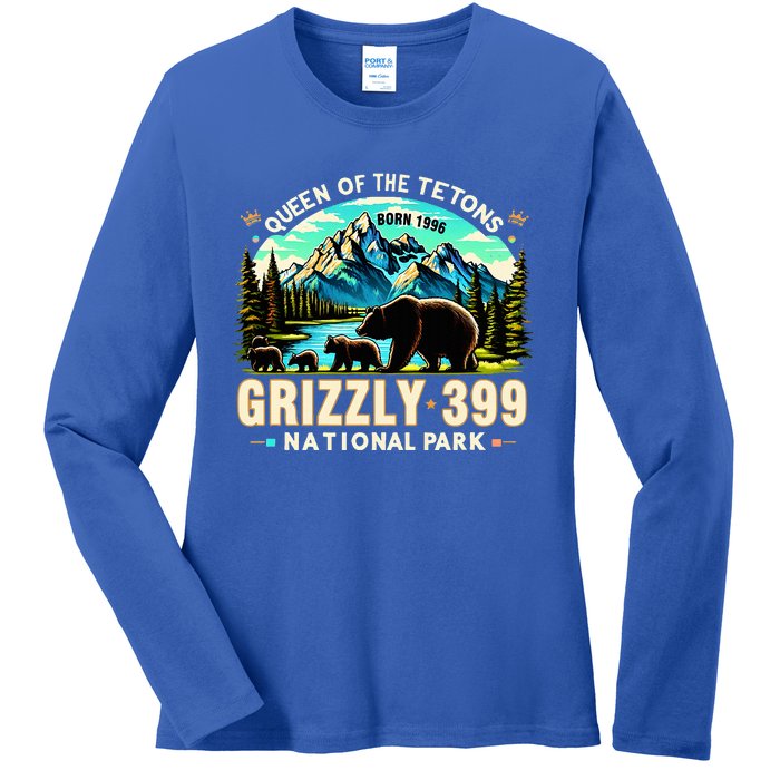 Queen Of The Tetons Grizzly 399 National Park Grizzly Bear Ladies Long Sleeve Shirt