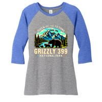 Queen Of The Tetons Grizzly 399 National Park Grizzly Bear Women's Tri-Blend 3/4-Sleeve Raglan Shirt