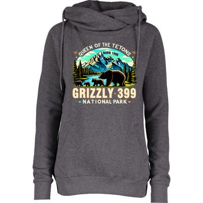 Queen Of The Tetons Grizzly 399 National Park Grizzly Bear Womens Funnel Neck Pullover Hood