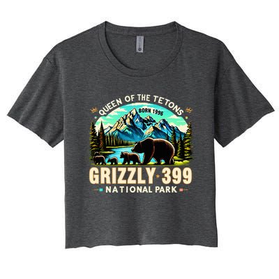 Queen Of The Tetons Grizzly 399 National Park Grizzly Bear Women's Crop Top Tee