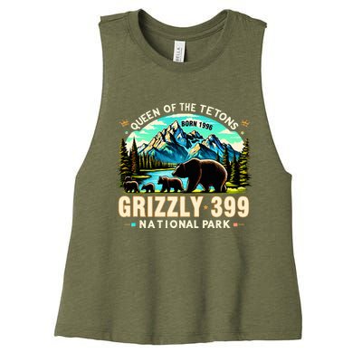 Queen Of The Tetons Grizzly 399 National Park Grizzly Bear Women's Racerback Cropped Tank