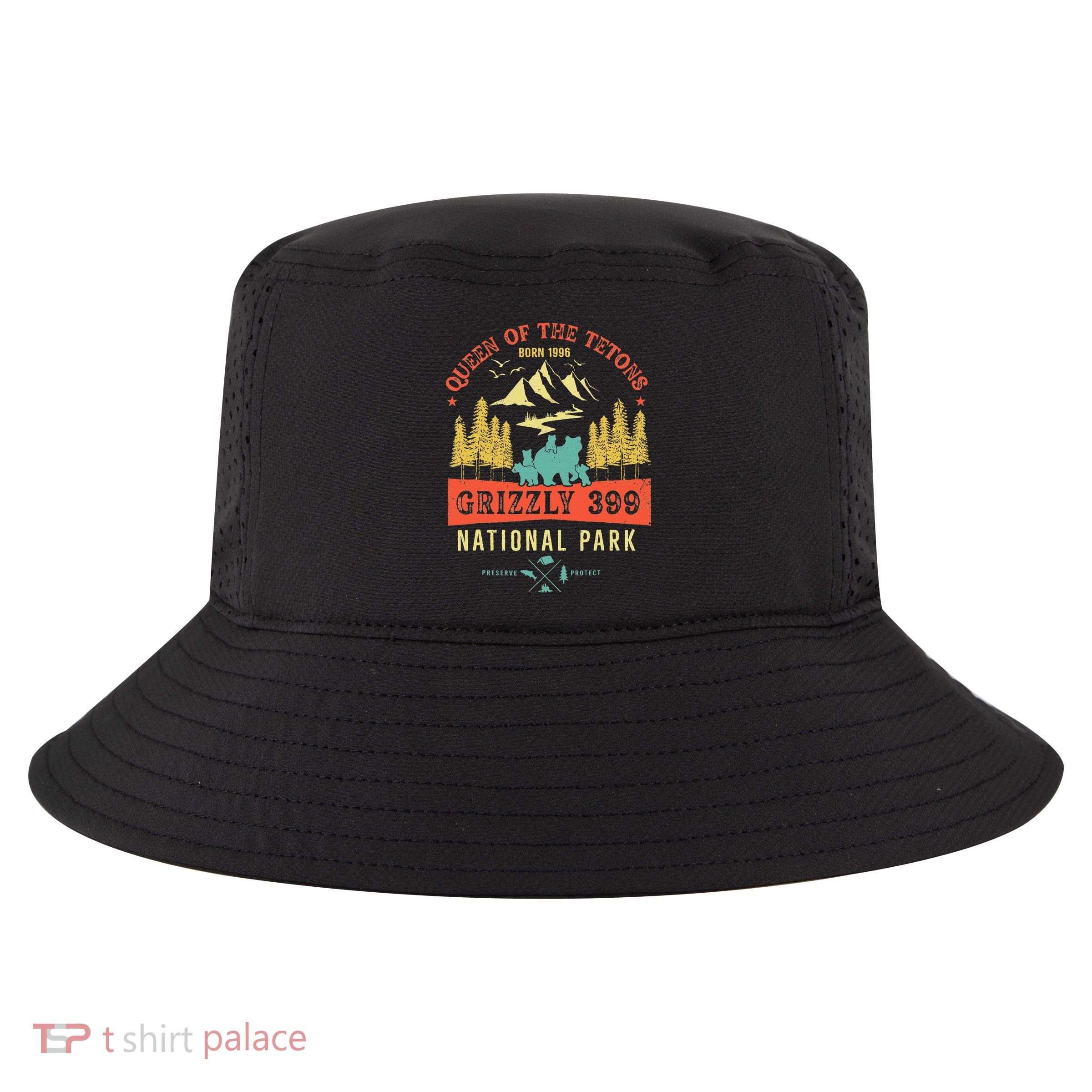 Queen Of The Tetons Grizzly 399 National Park Preserve Cool Comfort Performance Bucket Hat