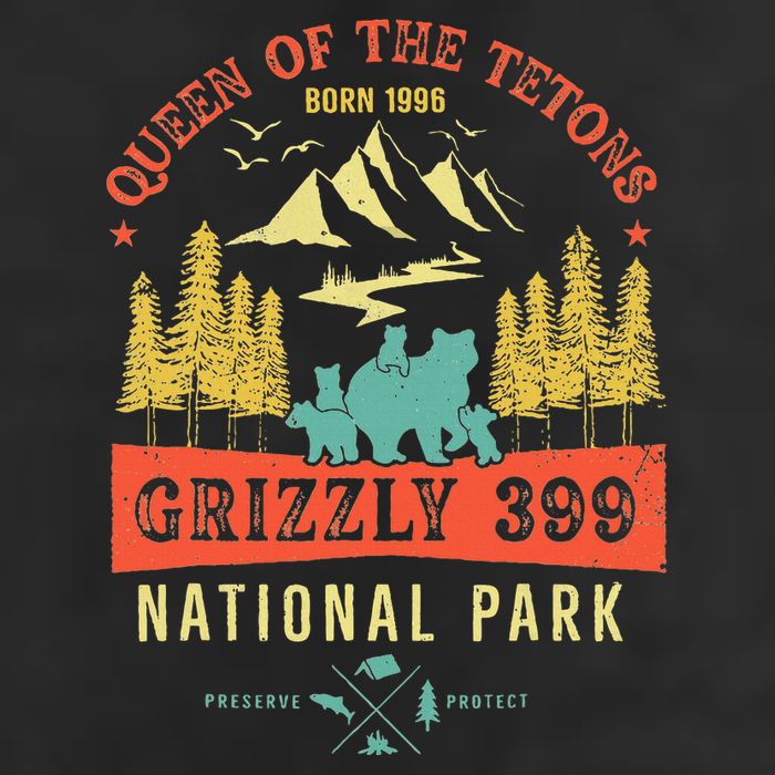 Queen Of The Tetons Grizzly 399 National Park Preserve Cool Comfort Performance Bucket Hat