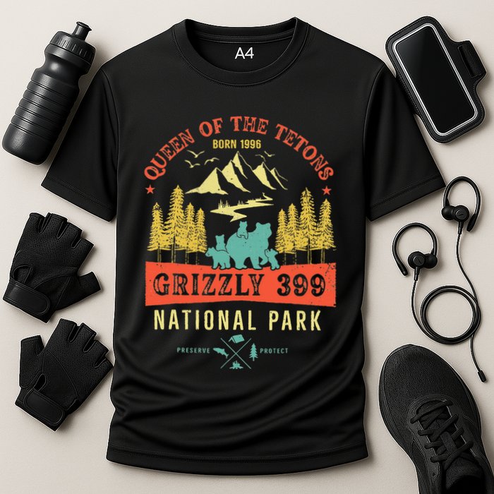 Queen Of The Tetons Grizzly 399 National Park Preserve Cooling Performance Crew T-Shirt