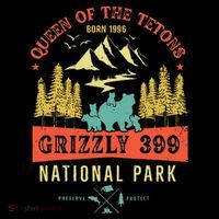 Queen Of The Tetons Grizzly 399 National Park Preserve Drawstring Bag