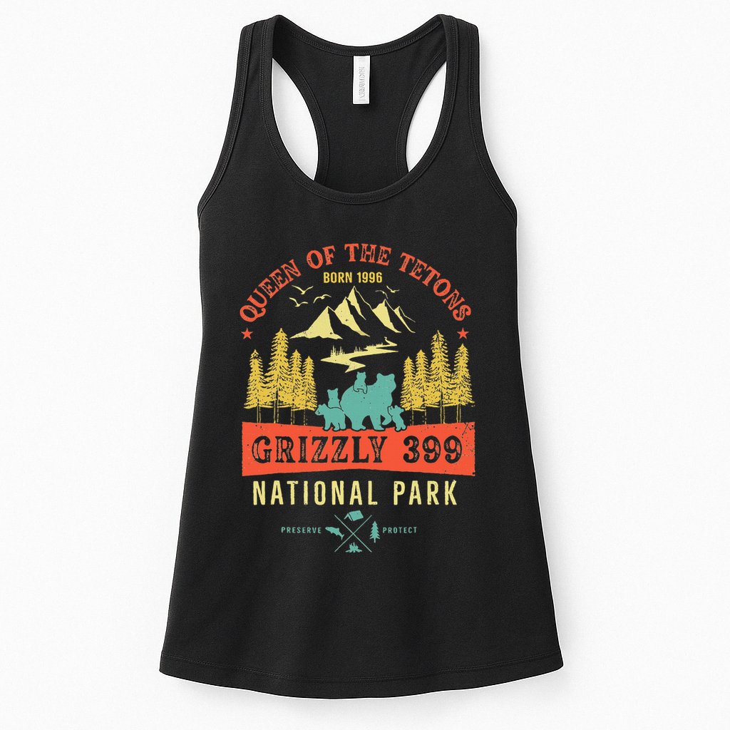 Queen Of The Tetons Grizzly 399 National Park Preserve Womens Tank Top