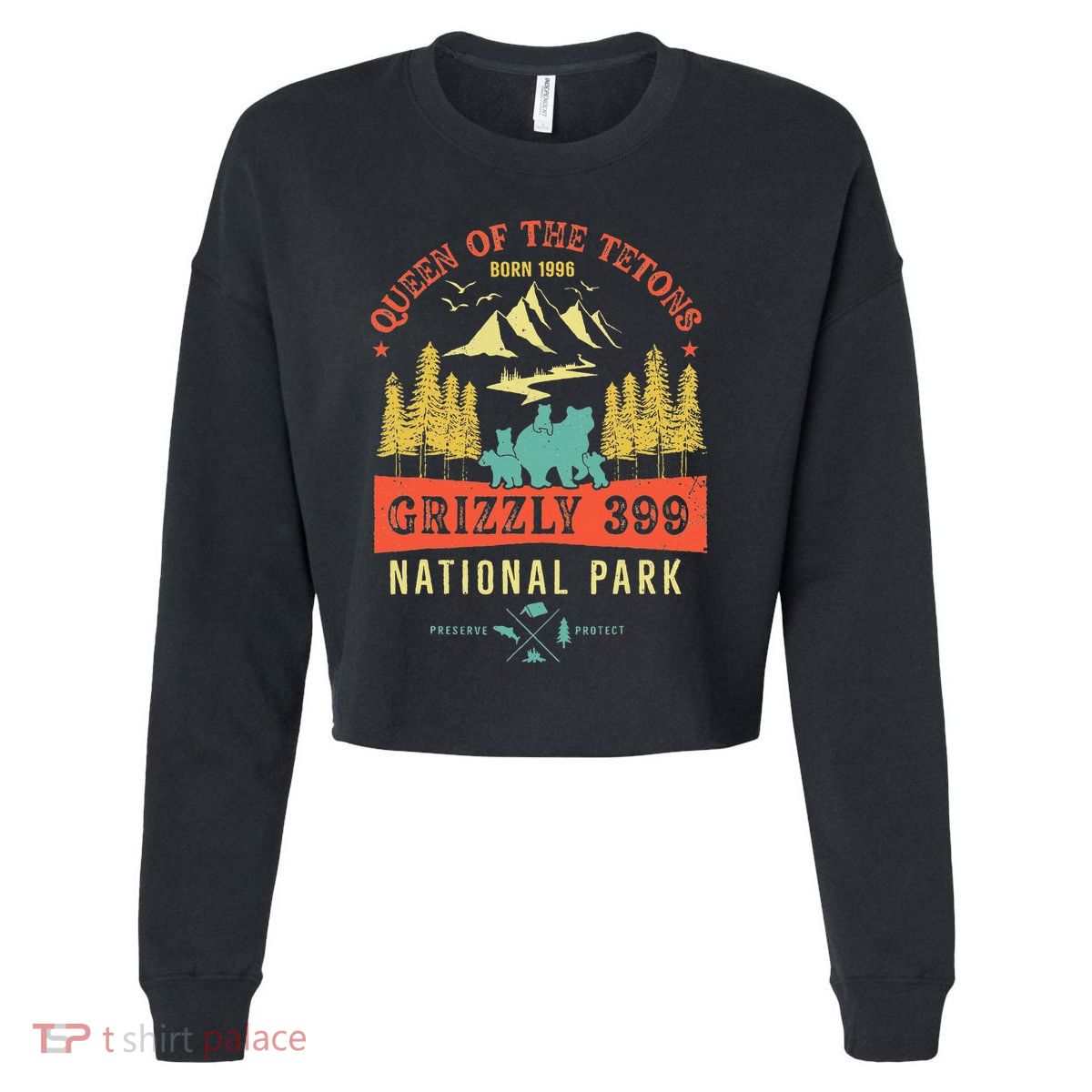 Queen Of The Tetons Grizzly 399 National Park Preserve Cropped Pullover Crew