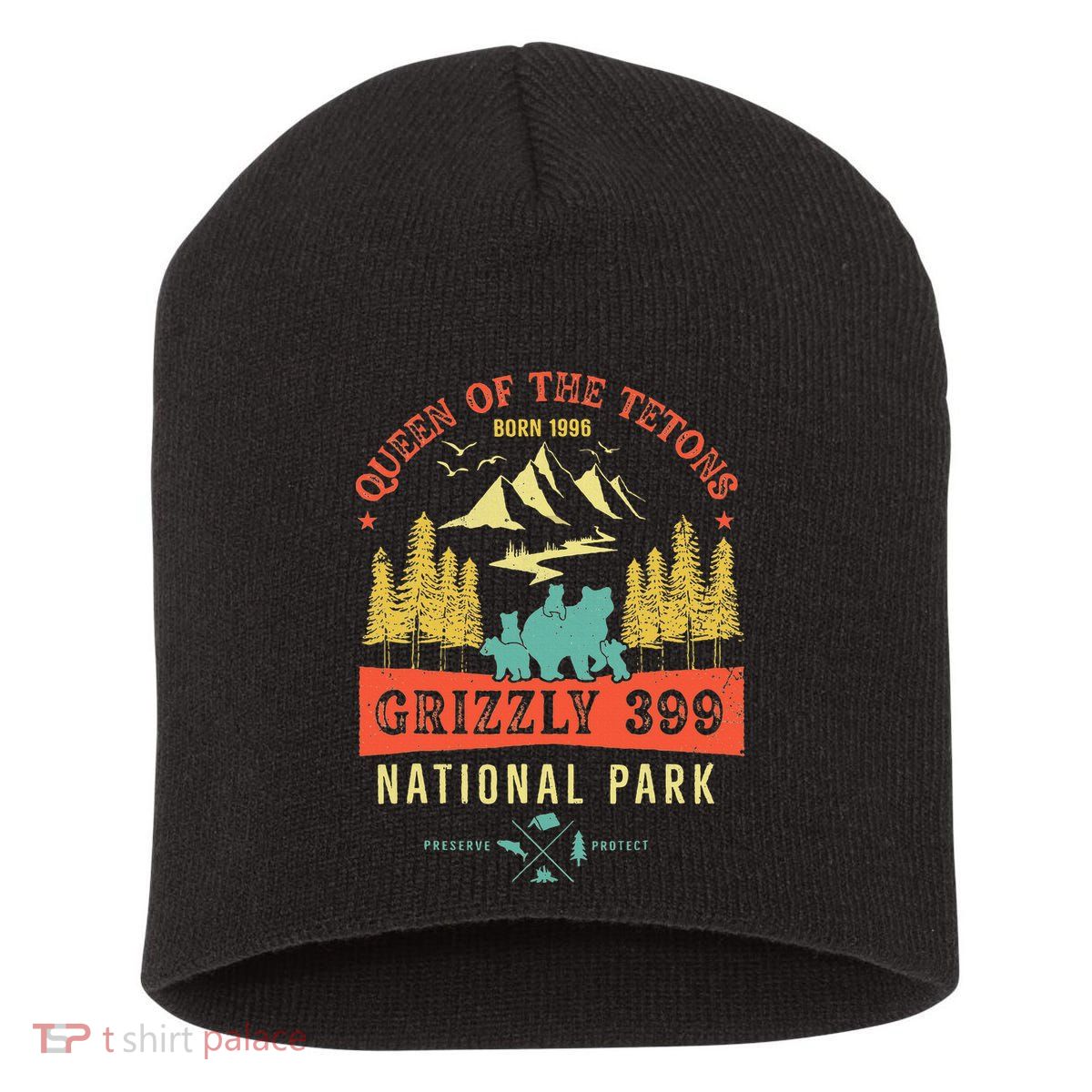 Queen Of The Tetons Grizzly 399 National Park Preserve Short Acrylic Beanie