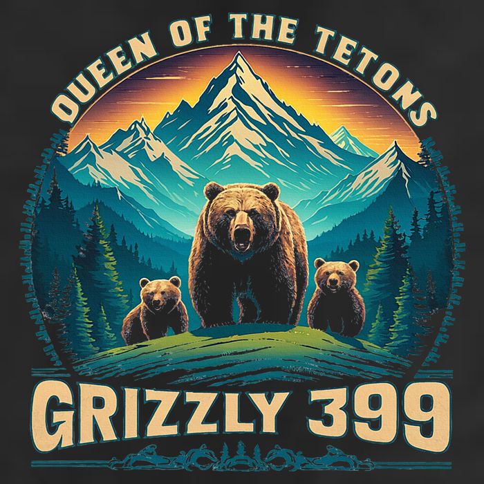 Queen Of The Tetons Grizzly Bear 399 National Park 7 Panel Mesh Trucker Snapback Hat
