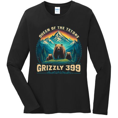 Queen Of The Tetons Grizzly Bear 399 National Park Ladies Long Sleeve Shirt