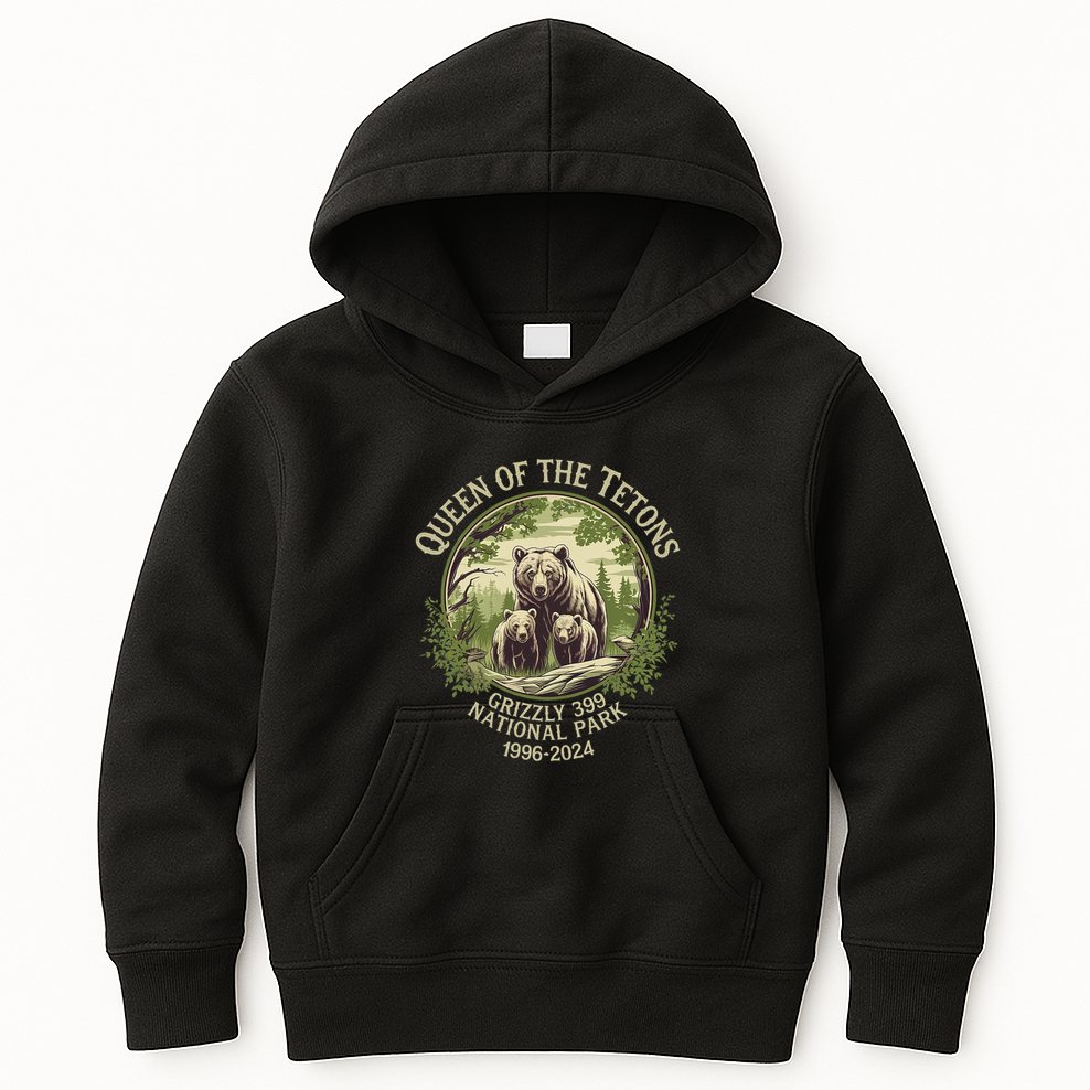 Queen Of The Tetons Grizzly 399 Wildlife Preserve 1996 2024 Kids Hoodie