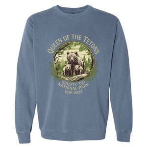 Queen Of The Tetons Grizzly 399 Wildlife Preserve 1996 2024 Garment-Dyed Sweatshirt