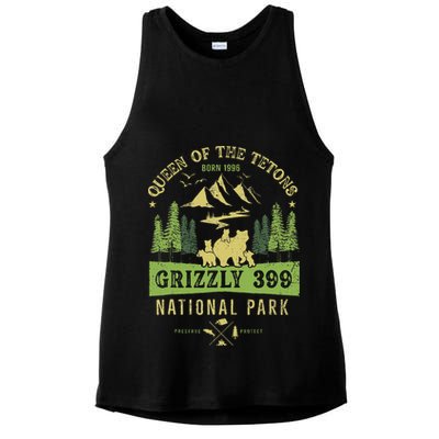 Queen Of The Tetons Grizzly 399 National Park Ladies PosiCharge Tri-Blend Wicking Tank