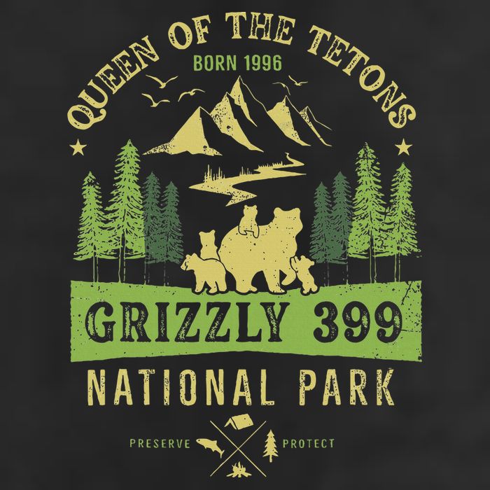 Queen Of The Tetons Grizzly 399 National Park Cool Comfort Performance Bucket Hat
