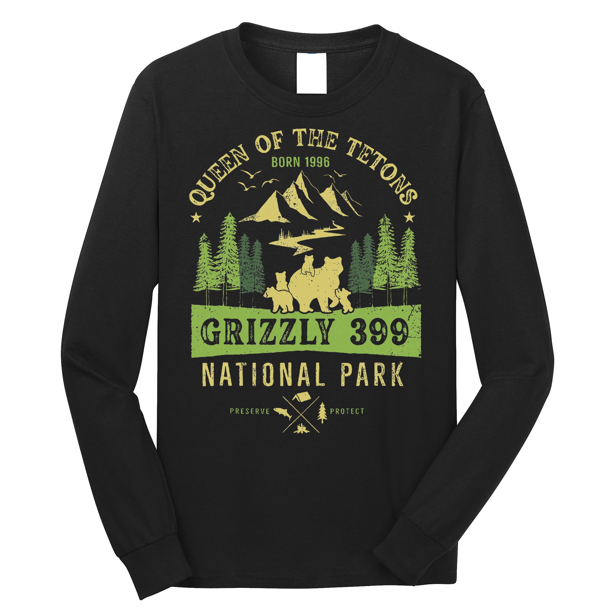Queen Of The Tetons Grizzly 399 National Park Long Sleeve Shirt