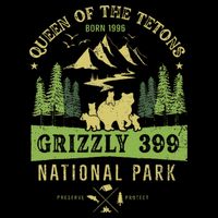Queen Of The Tetons Grizzly 399 National Park Drawstring Bag