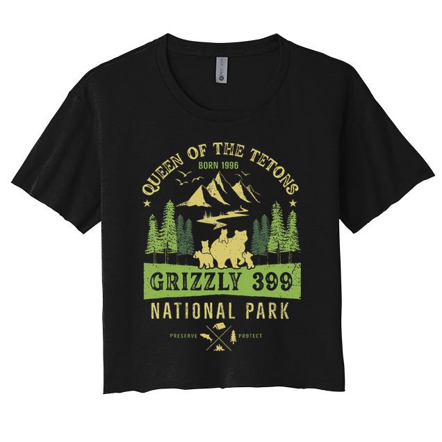 Queen Of The Tetons Grizzly 399 National Park Crop Top